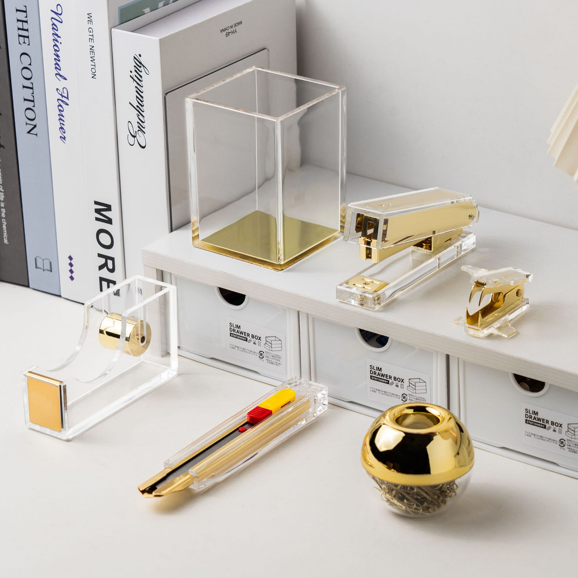 아크릴 투명 스테이플러 세트, 범용, 노동력 절약형, 데스크탑 조합, 사무실 학생 선물, 문구 제조업체 도매