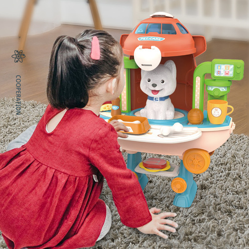 Cross-border children's simulation kitchen tableware, dressing accessories, tool set, pet play house, airplane, pet toys