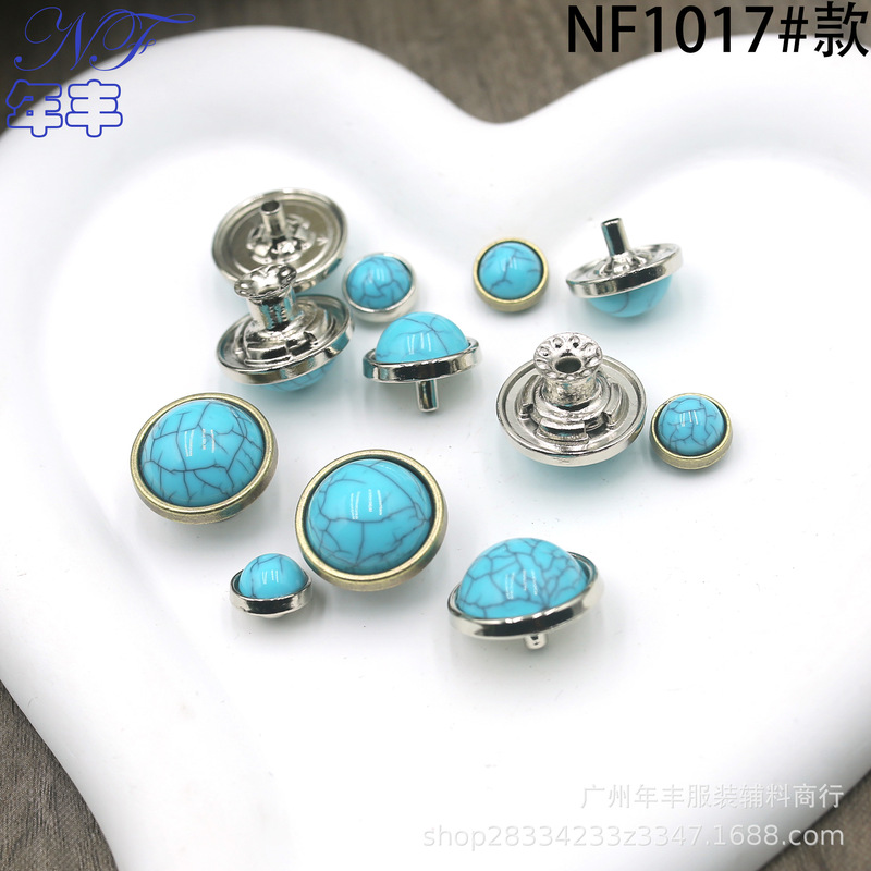 Source factory explosions texture sky blue beads four face shake head I-buckle rivet set wholesale blue turquoise buckle Source factory explosions texture sky blue beads four face shake head I-buckle rivet set wholesale blue turquoise buckle