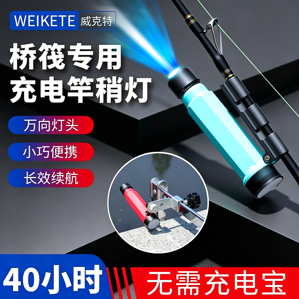 Rechargeable raft fishing light, bridge raft night fishing light, raft pole light, fishing blue light, LED bridge raft fishing light