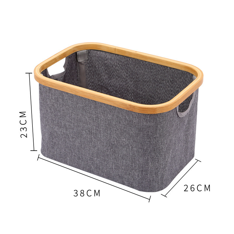 Cesta de ropa sucia transfronteriza con bolsillo interior con cubierta de bambú y madera plegable Cesta de almacenamiento de ropa sucia Cesta de ropa sucia