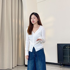 0906-145秋季高品质超软设计款羊毛开衫2025V领 针织衫女装