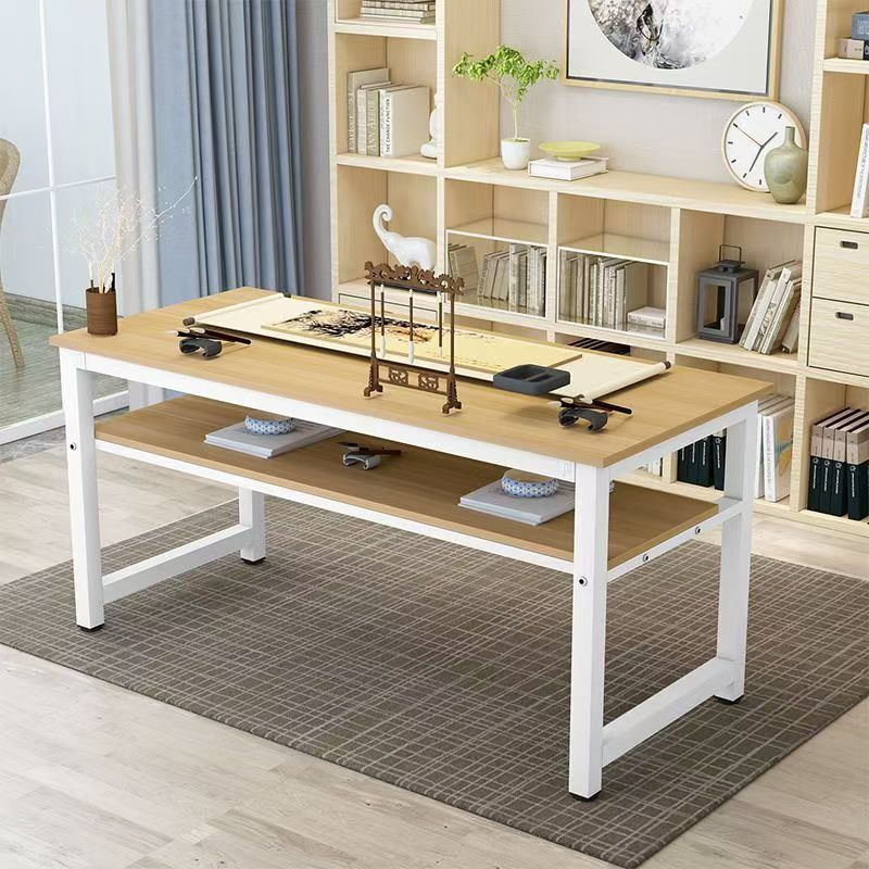 Simple double student desk for home use, suitable for rental apartments, simple computer desk, wall-mounted, narrow office desk for small spaces