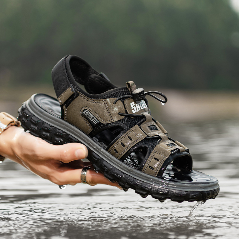 2024 새로운 남성 야외 스포츠 샌들 여름 통기성 경량 샌들과 슬리퍼 캐주얼 비치 슈즈 남성 신발