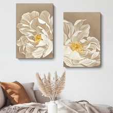 现代简约装饰画侘寂风花卉白牡丹挂画喷绘酒店公寓民宿壁画无框画