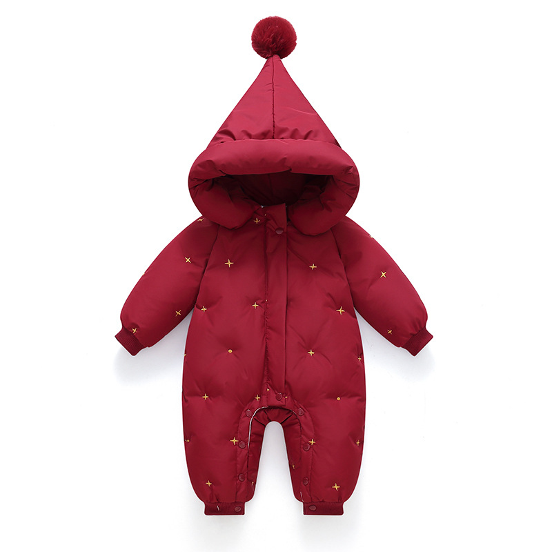 2026 New Model Baby One-Piece down Jacket Newborn Romper Red New Year Outfit Thickened Warm Embroidered Clothing
