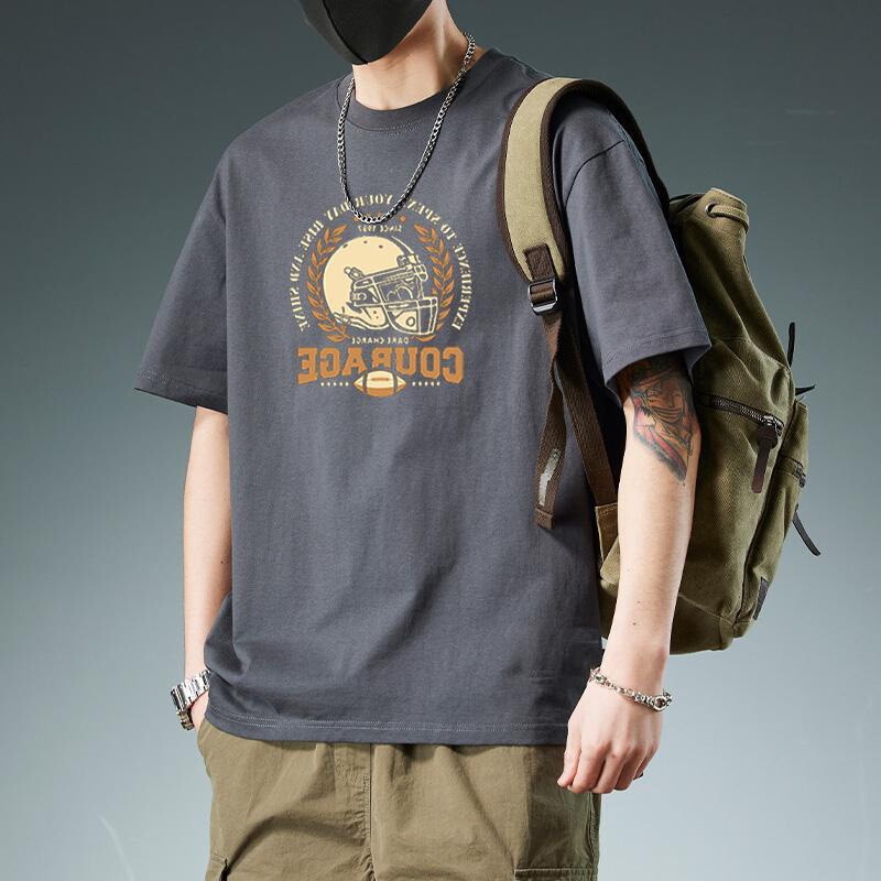 Pure Cotton Heavy-weight Short-sleeved All-match T-shirt Men's Half-sleeved Summer Loose plus size Men's Clothing Body Pure Cotton Fatty Plus Fertilizer Plus