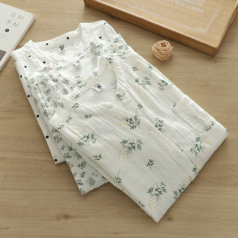 Factory Direct Sale Pure Cotton Double-Layer Gauze Women's Short-Sleeve Shirt, Artistic Casual Loose Floral Short-Sleeve Blouse Factory Direct Sale Pure Cotton Double-Layer Gauze Women's Short-Sleeve Shirt, Artistic Casual Loose Floral Short-Sleeve Blouse