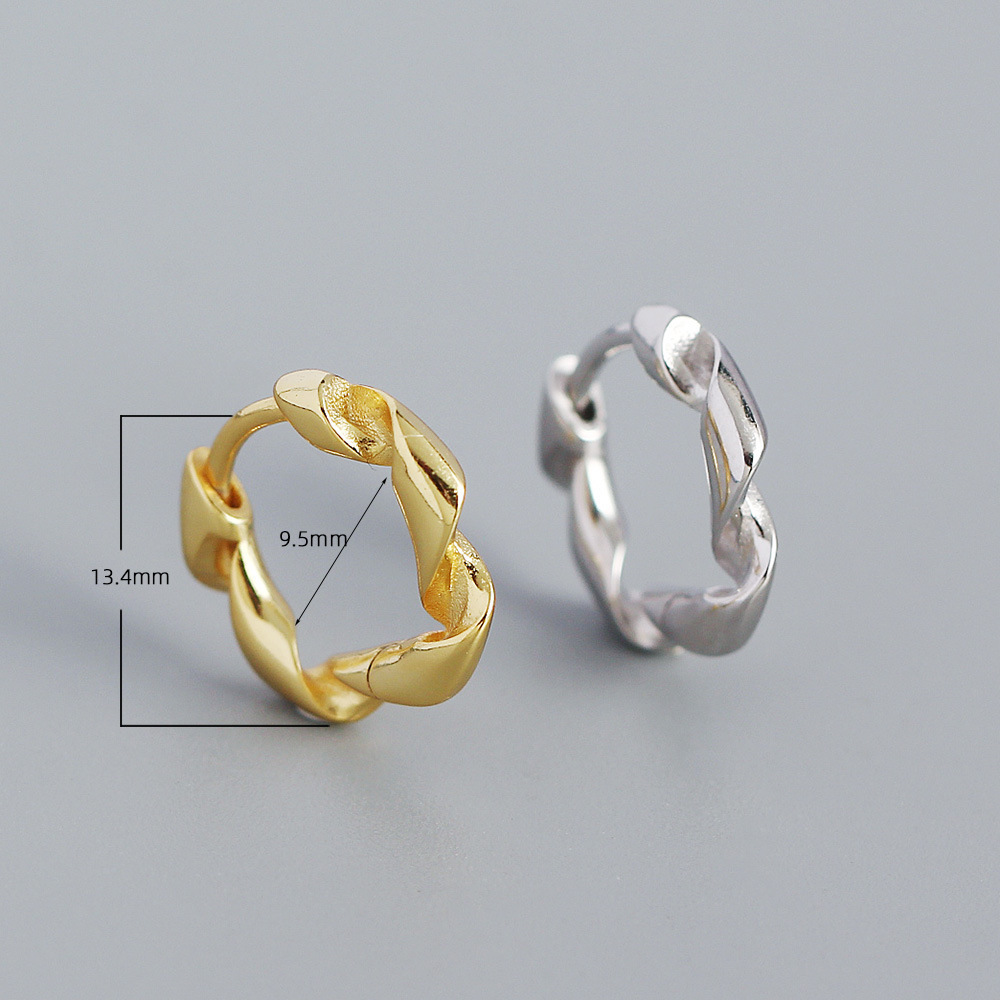 1 Pair Quantity 1 Pair 925 Sterling Silver Metal Irregular Twist Electroplating 18K Real Gold Plated Platinum Plated Earrings Ear Studs
