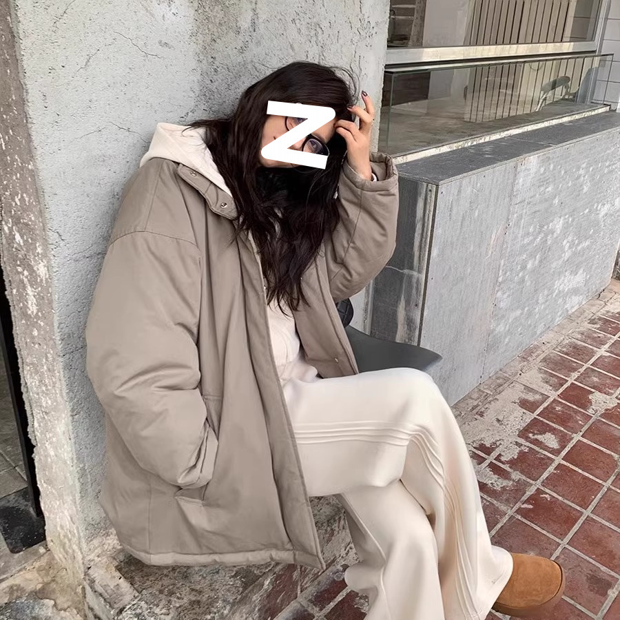 羽绒棉服女中长款冬季新款韩系宽松休闲加厚白鸭绒工装外套有吊牌