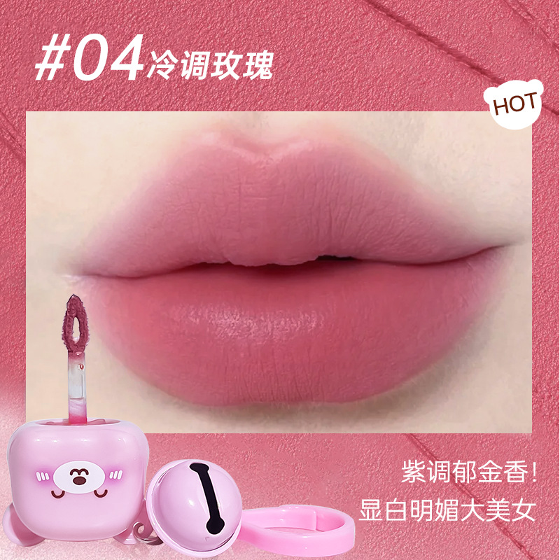JOJO DIARY Sweet Heart Bear Lipstick Matte Niebla Velvet Blanking No Touch Cup Colgante Cross-Border Beauty Girl