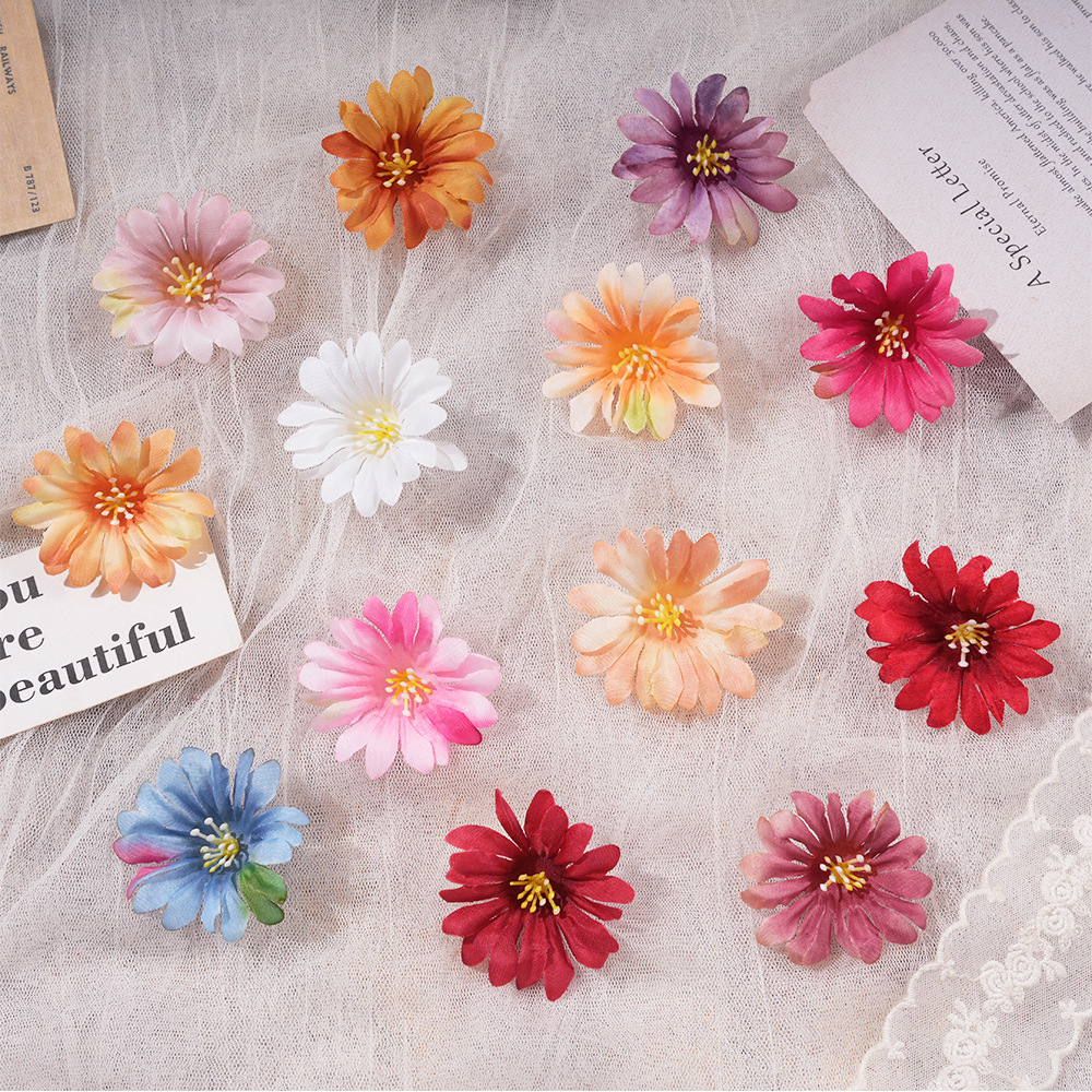단일 데이지 꽃 머리 인공 꽃 실크 꽃 DIY 수제 화환 결혼식 corsage 소재 고대 중국 의류 머리 장식