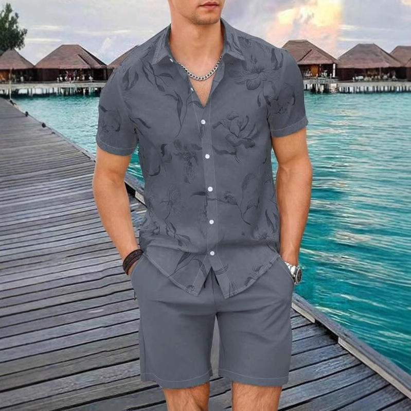 2025 nuevo estilo Amazon transfronterizo tendencia de moda casual europea y americana camisa de manga corta pantalones cortos traje MB1 MA1