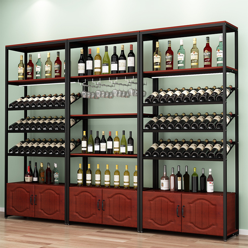 Supermarket wine cabinet iron wine storage rack industrial style Bar Bar Bar Wine Wine foreign wine floor display stand