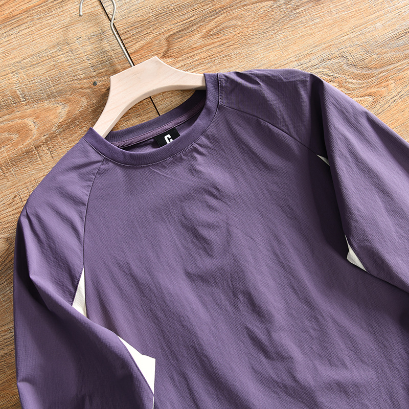 Men's Clothing mountain casual autumn new men's outdoor sports high end color matching quick drying stretch long sleeved T shirt_voghion.com