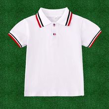 儿童polo衫31888校服标准男女孩中大童短袖体恤纯棉白色带领上衣