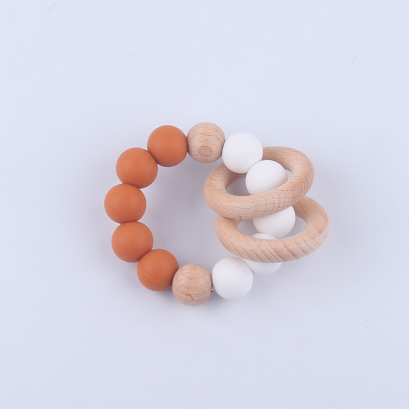 Nuevo bebé suministros mordedor pulsera creativa cuentas de silicona Beech anillo mordida molar pulsera mordedor juguete