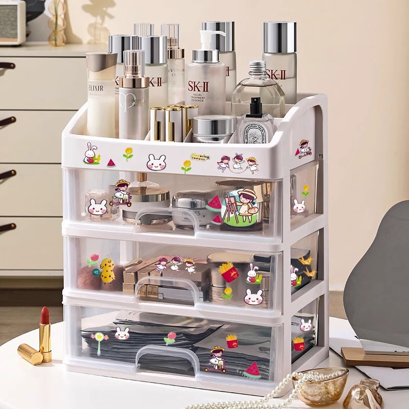 Caja de almacenamiento de cosméticos tipo cajón gran acabado de escritorio de cuidado de la piel dormitorio acabado de almacenamiento estante caja de joyas