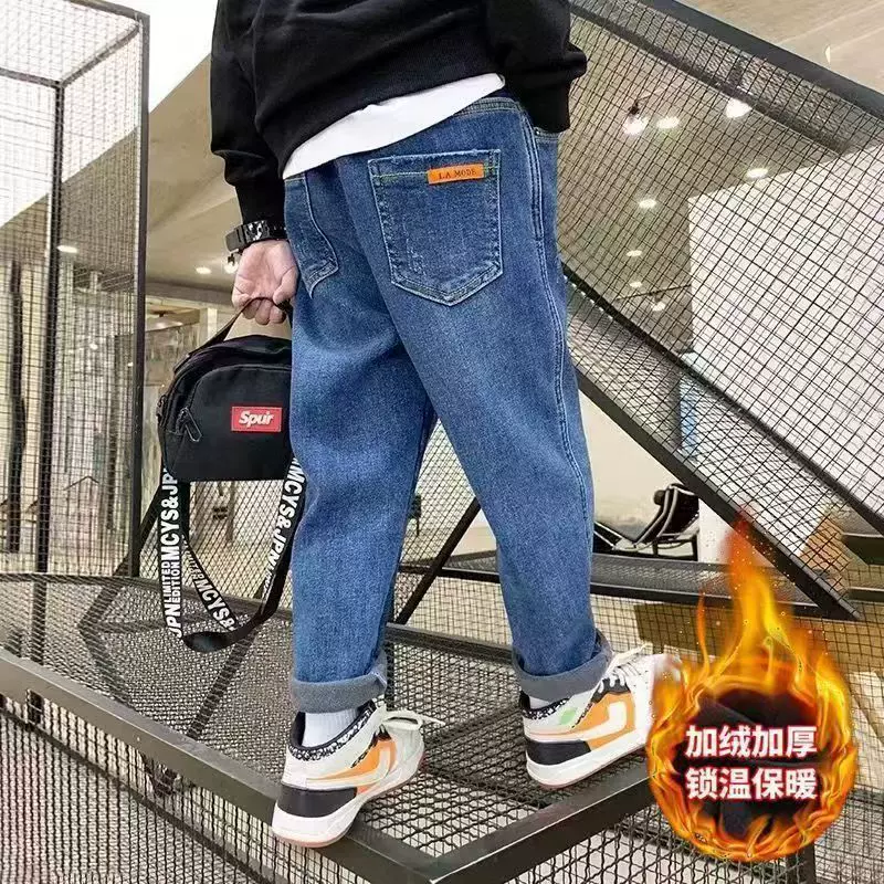 男童牛仔裤冬季一体绒春秋外贸儿童裤子源头工厂批发跨境一件代发