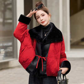 中国风短款羽绒服女2026冬季新款小个子显瘦红色时尚保暖加厚外套