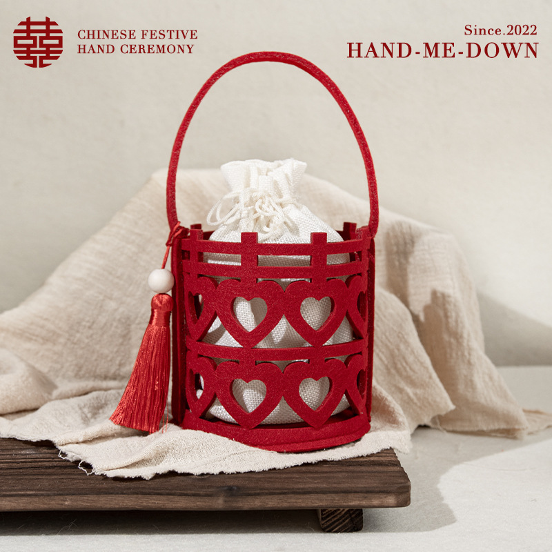 伴娘伴手礼盒子空盒2022新款中式红色糖果手提袋小喜糖盒结婚糖盒