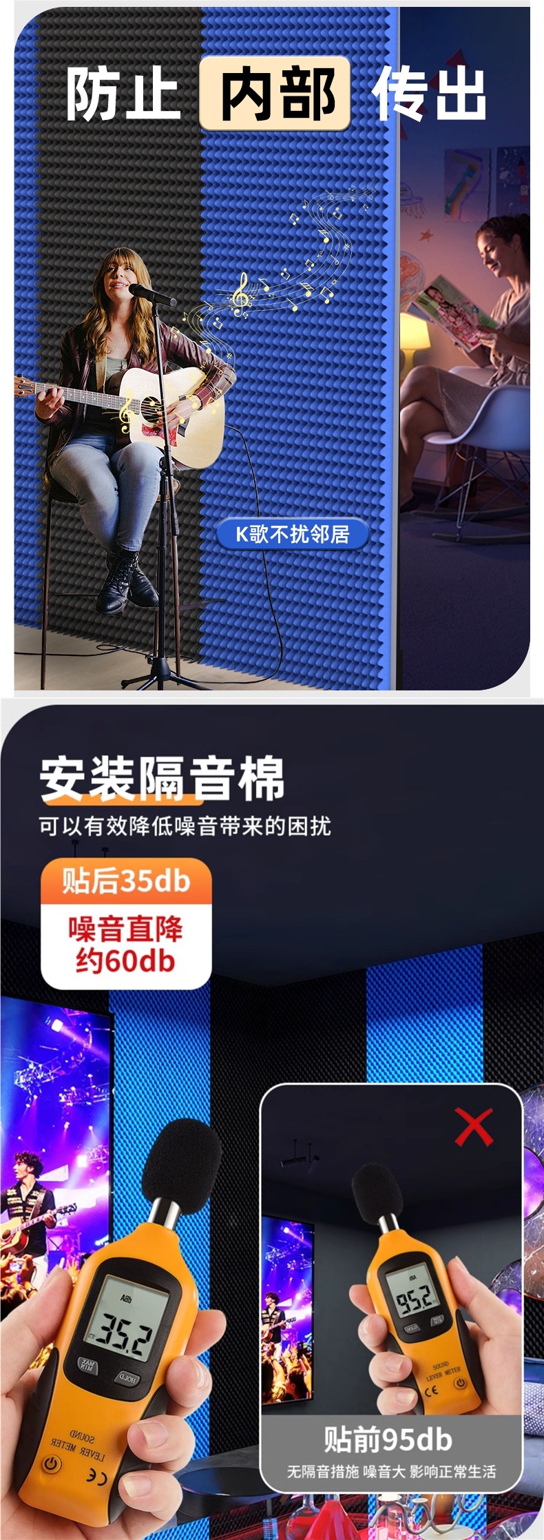 Soundproof Cotton Wall Sound-Absorbing Cotton Self-Adhesive Wall Stickers Bedroom Home Egg Cotton Super Soundproofing Artifact Soundproof Board Door Stickers