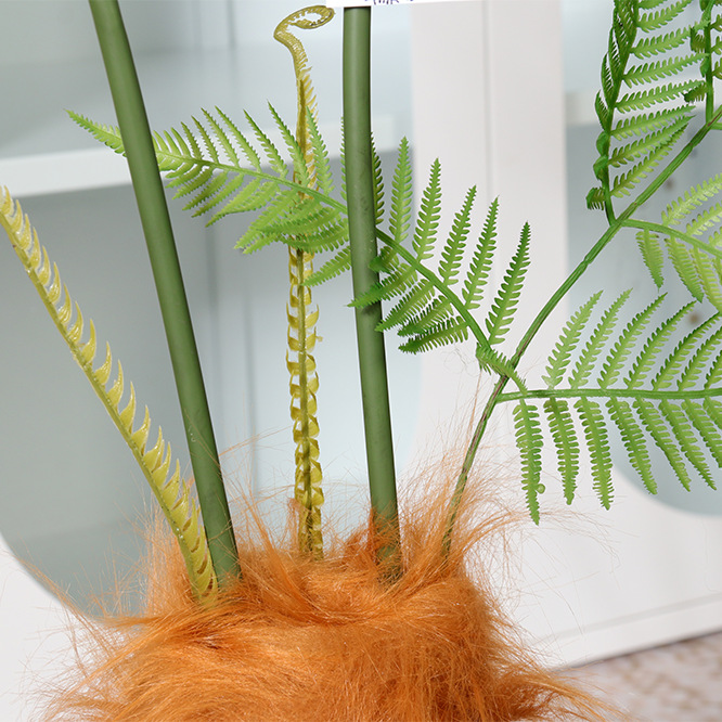 Helecho de cabeza de mono de simulación, helecho de seda dorada, árbol falso, planta en maceta, sala de estar interior, decoración del paisaje del patio, decoración de plantas verdes biónicas de piso a techo