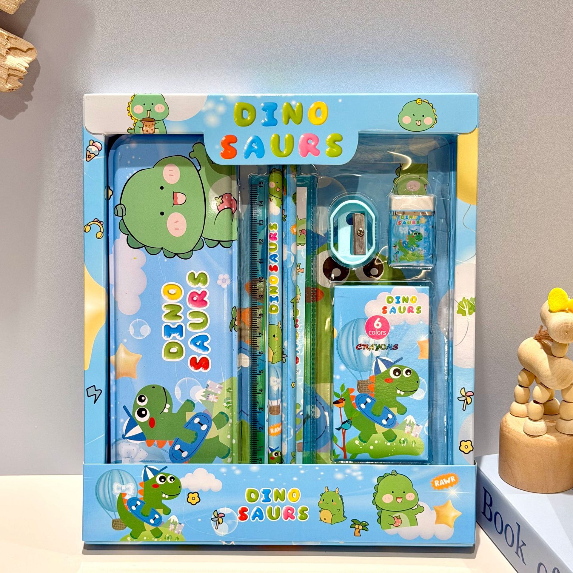 Caja de regalo de lápiz de dibujos animados, regla, cuchillo de lápiz, jardín de infantes, 1 de junio, papelería, caja de regalo