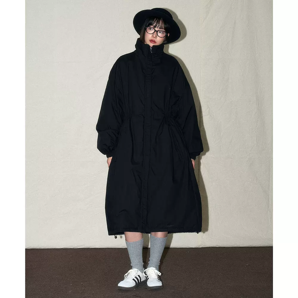 【盛都】24冬新韩系慵懒风白鹅绒宽松抽绳收腰长款风衣羽绒服外套