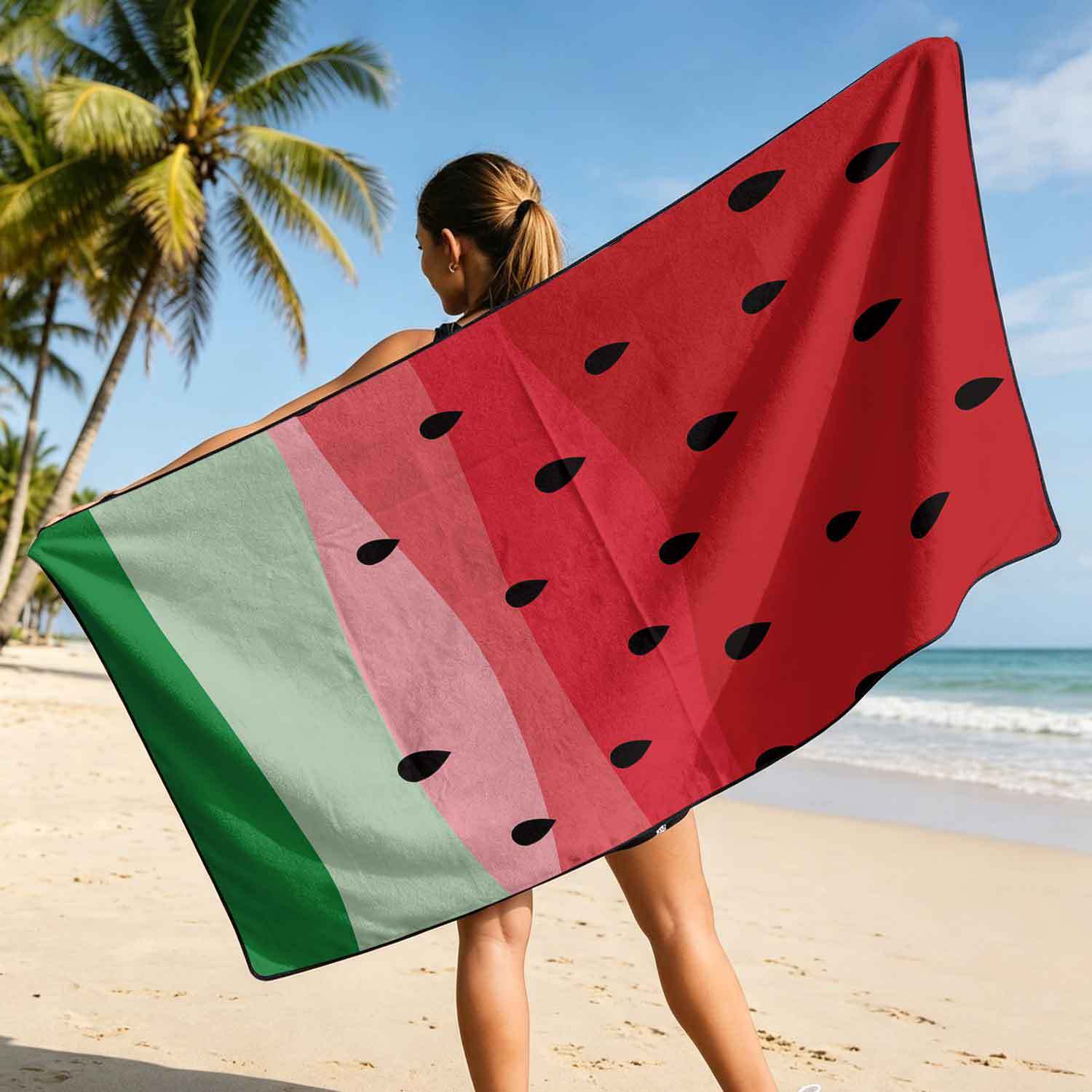 Printed bath towel and car seat cover 2-in-1, ultra-fine fiber outdoor beach and car dual-use universal seat cushion