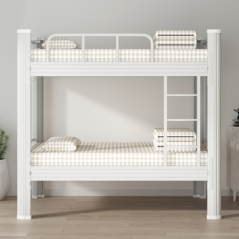 Student Bunk Bed Double-Layer Iron Frame Bed Factory Employee Dormitory Simple High and Low Profile Bed Double Bunk Bed