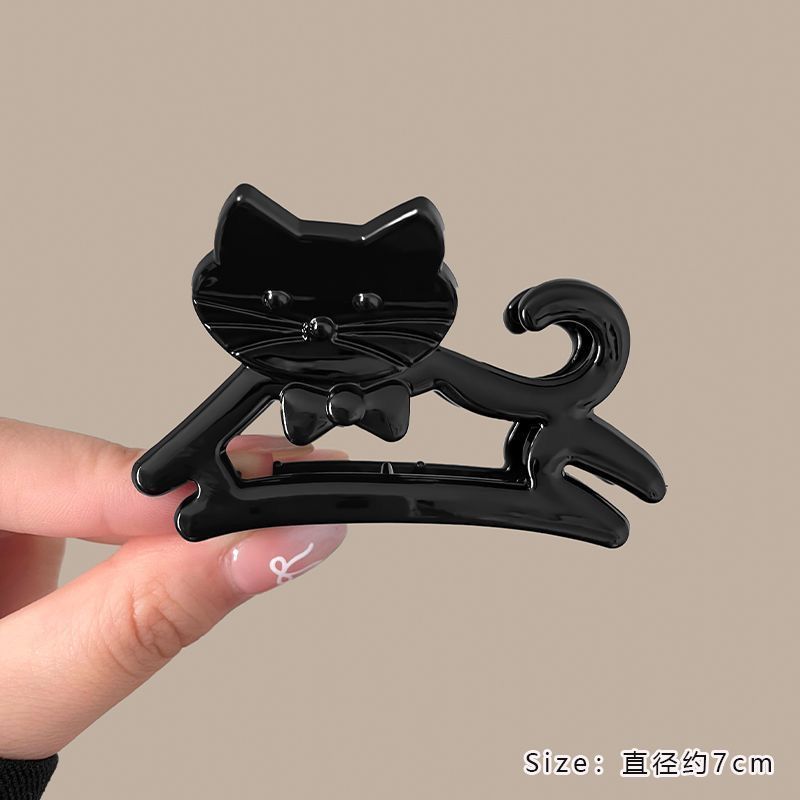 Glossy black cat paw hair claw clip