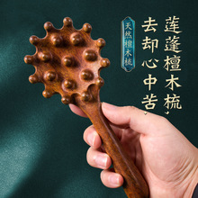 贝壳抓钱梳子檀木头部按摩梳整木一体按摩经络耙子颈部头疗按摩刷