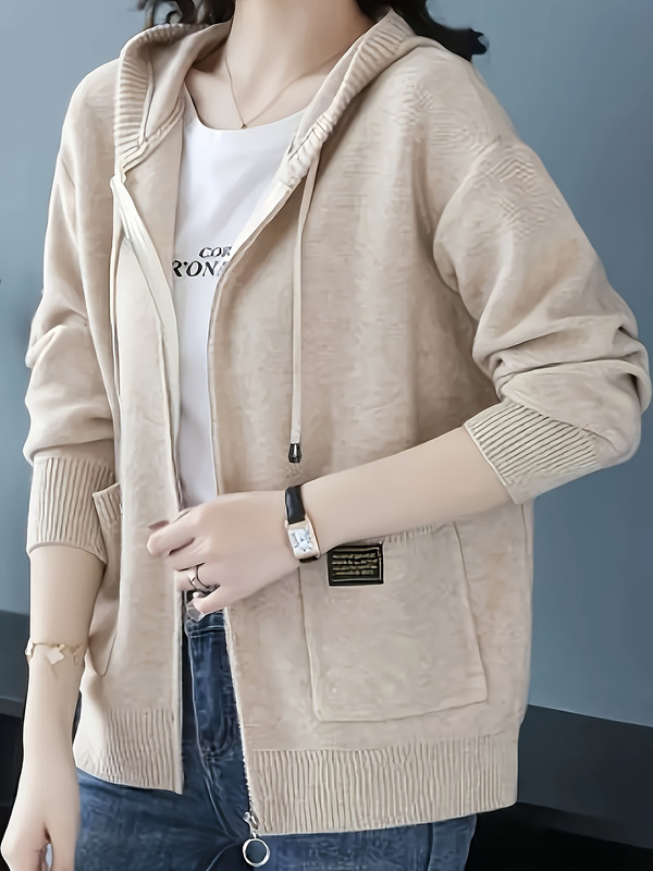 高级感连帽毛衣外套女宽松拉链针织开衫秋季女装带帽卫衣春秋外搭|undefined