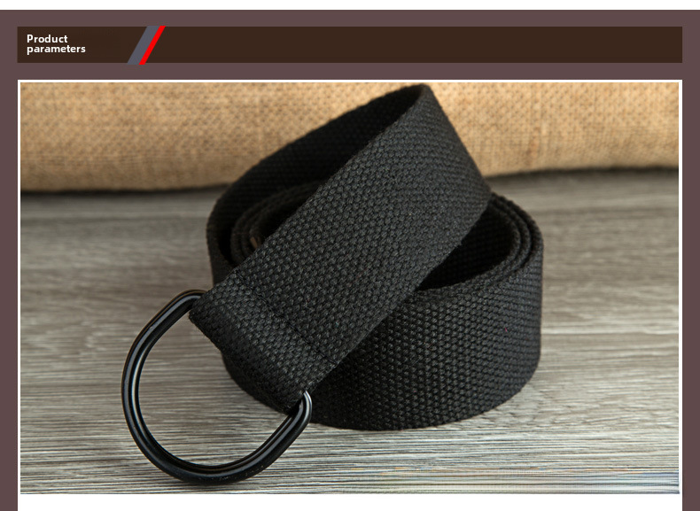 Men's belt wholesale canvas men's and women's simple double ring buckle belt youth fashion brand student color belt strap_viptrois.com