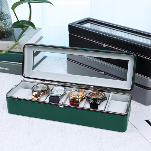 Dr. Dreux 6-Position PU Lined Metal Frame Watch Storage Box with Skylight Watch Display Case