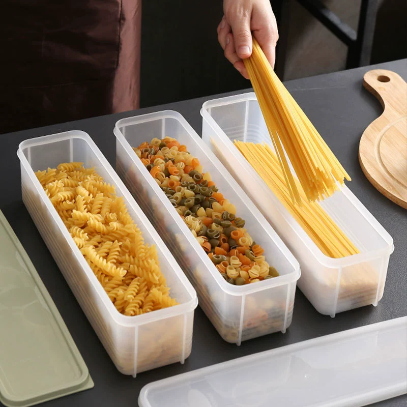 New refrigerator kitchen food-grade sealed box fresh-keeping box with lid mixed grain noodle storage box rectangular plastic