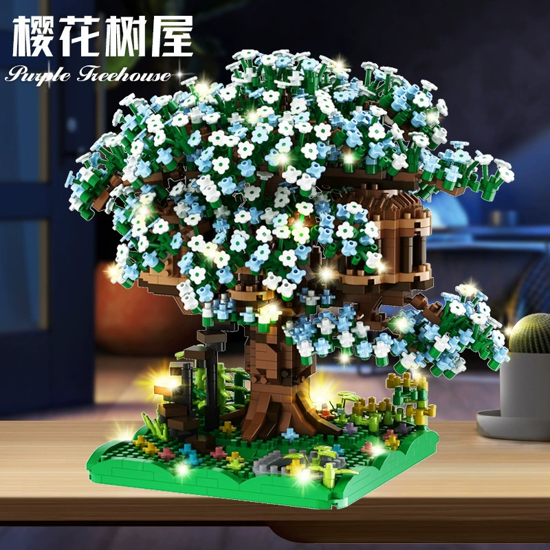 Конструктор Building Set Legо Cherry Blossom Tree, маленькие кирпичики, варианты LED и из акрила, подарок на день рождения