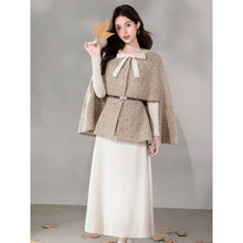 超好看的秋冬斗篷披肩小香风外套气质千金感穿搭温柔风内搭连衣裙