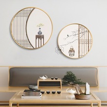 新中式圆形装饰画玄关走廊入户过道墙面办公室壁画氺书房茶室挂画