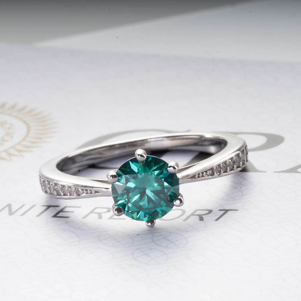 123 quilates púrpura turquesa anillo de moissanita lote de anillo de diamante de color D color sobre la prueba de penetración transfronteriza