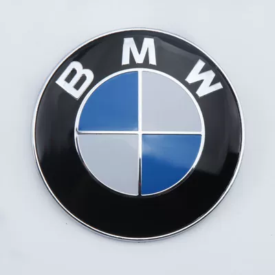 BMW original factory-sized front and rear emblems for 3 Series, 5 Series, X3, X5, X1, X6, X7, Z4, GT, hood, tail, and wheel hub covers (Car logo) - standard-1-series-blue-and-white-front-emblem-2017-2022