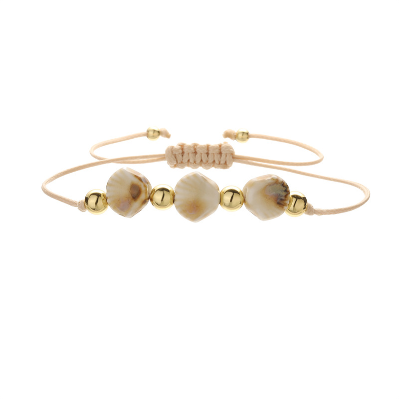 Brazalete de cuentas de sandía de cerámica TEMU transfronterizo europeo y americano tejido a mano pulsera de cuentas ajustable para damas spot al por mayor