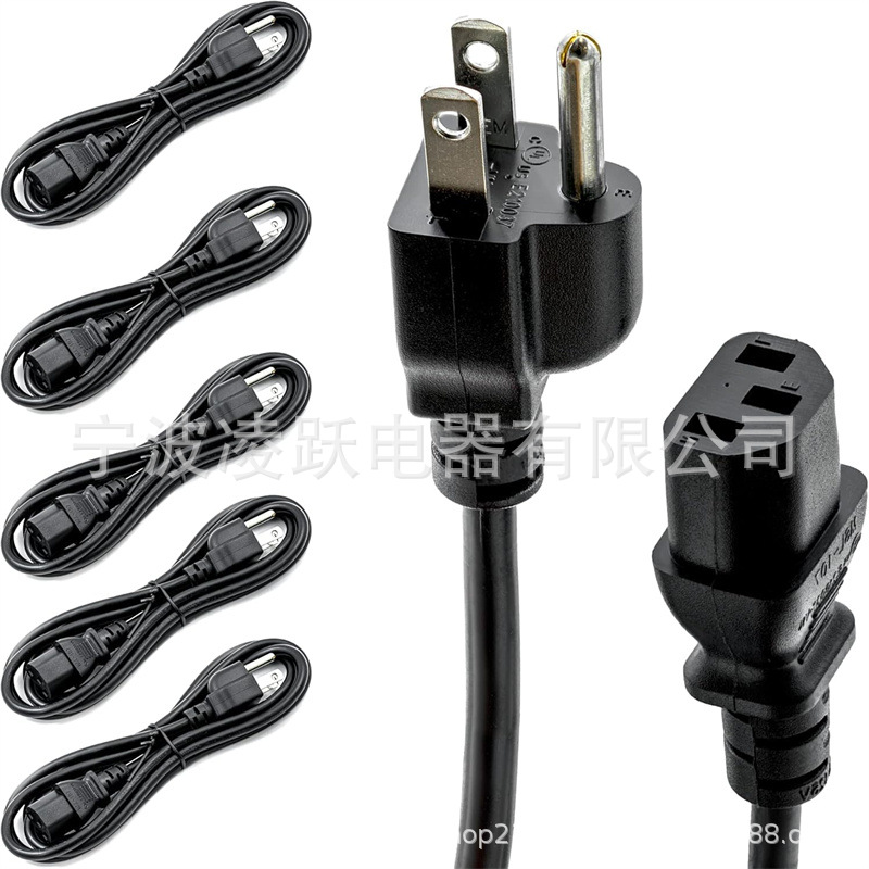 UL 认证(6FT 18/3-5PK)通用电脑显示器电源线,C13 电源线