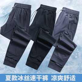 夏季男士高弹牛奶丝休闲裤高端冰丝裤长裤束脚裤男裤商务裤子批发