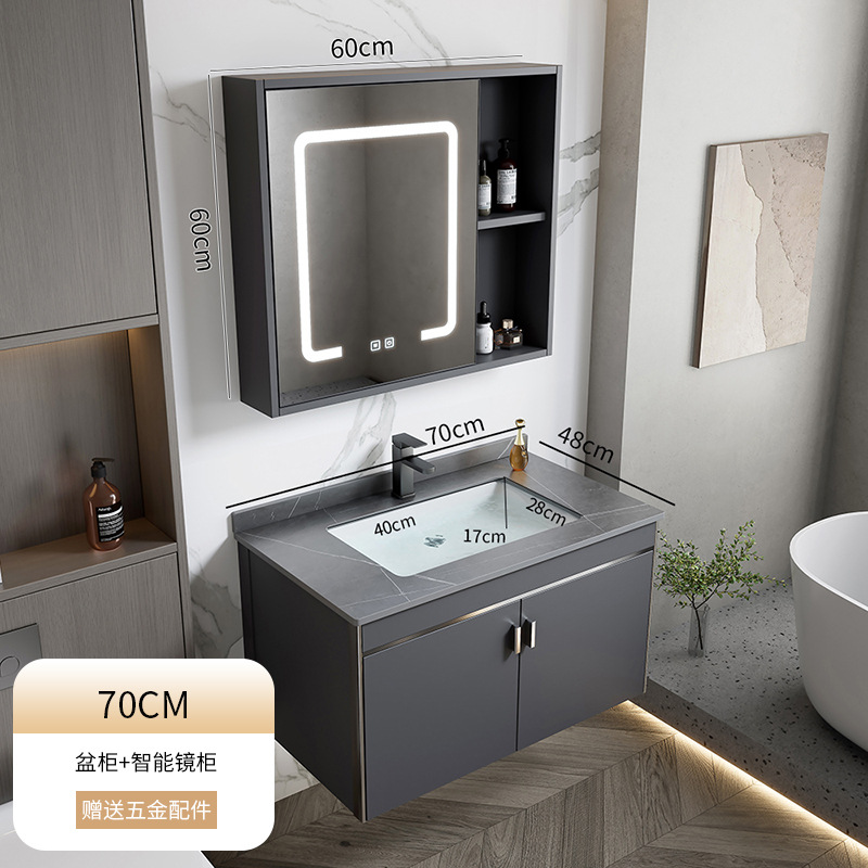 2024 nuevo espacio engrosado aluminio baño gabinete lavabo combinación baño lavabo piscina cerámica integrado