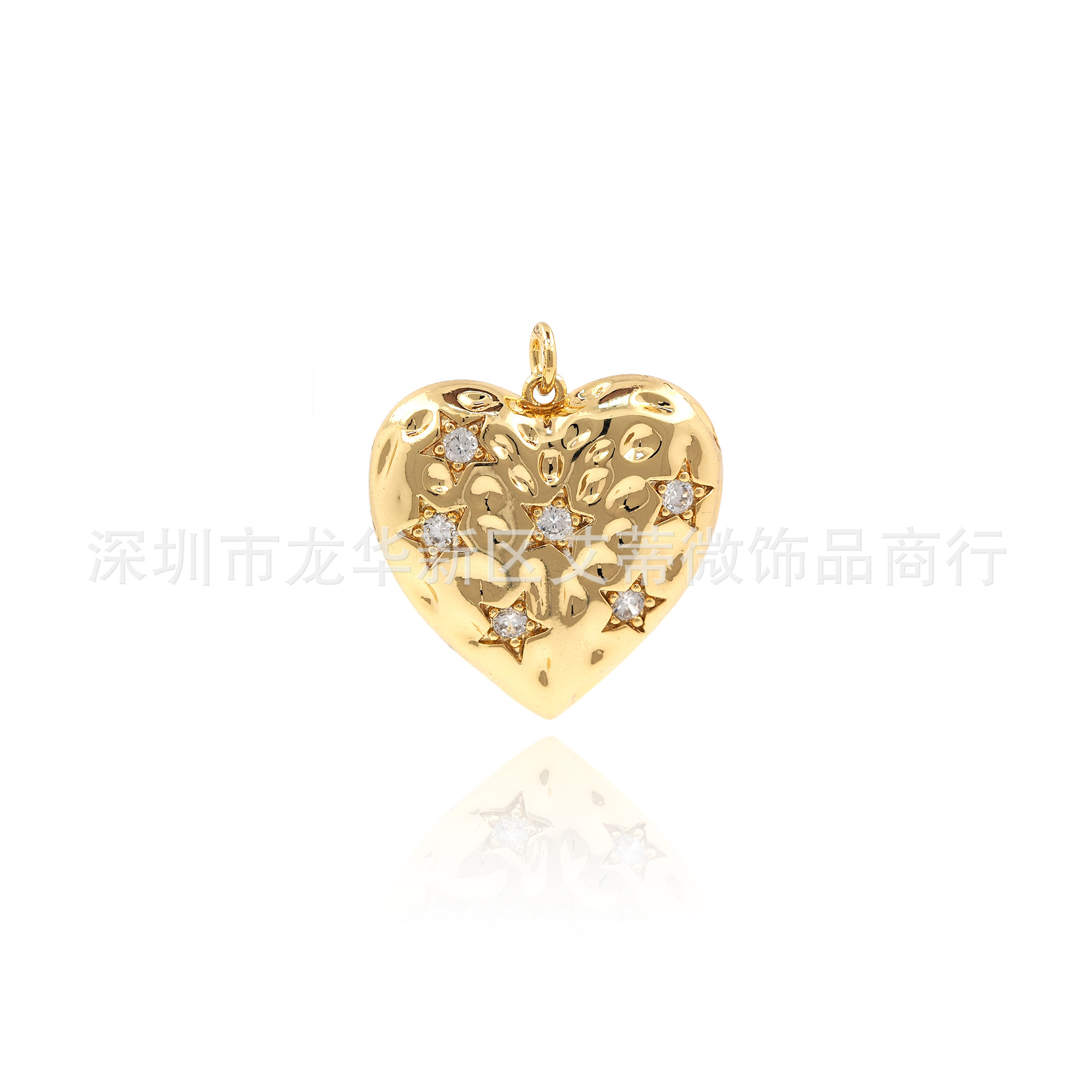 Copper pendant with zircon heart shaped