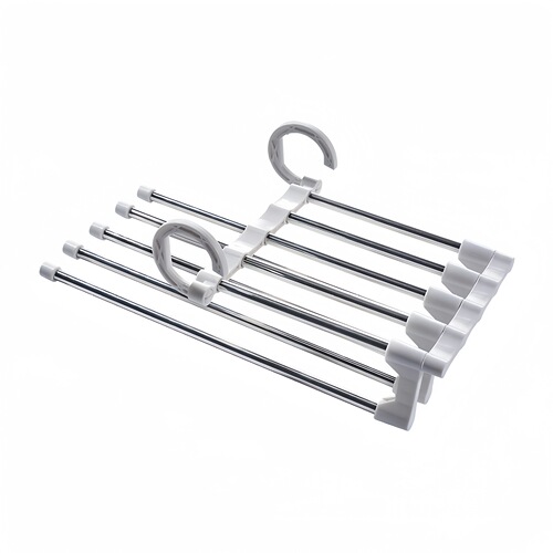 Best-selling home dormitory wardrobe invisible storage hanger stainless steel multi-layer foldable multi-functional telescopic magic pants rack