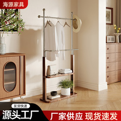双层多功能衣帽架卧室简约轻奢收纳落地挂衣架鞋架现代家用衣架