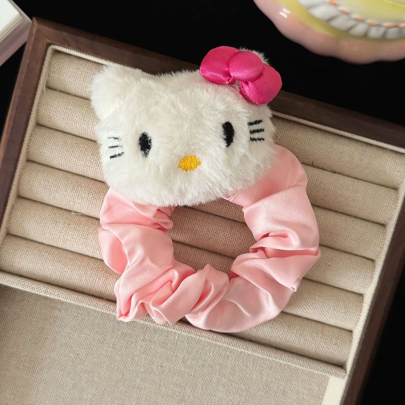 粉色领结毛绒猫咪大肠发圈日系可爱甜美女孩马尾发绳发饰批发新款|undefined